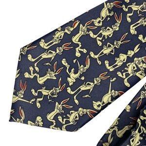 Rene Chagal Handmade Silk Tie - Bugs Bunny - LOONEY TUNES NWOT